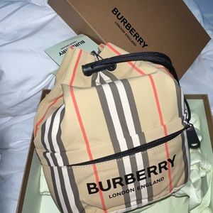 Burberry Icon Stripe ECONYL® Drawcord Pouch. New with tags. Dust bag included